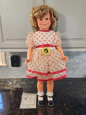 1985 Shirley Temple 36” Vinyl Doll POLKA DOT DRESS W/COA • $187.49