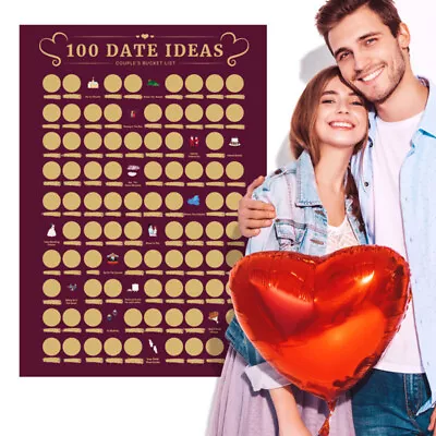 100 Date Ideas Scratch Off Poster Couples Dating Night Ideas Dating Night Games • £4.58