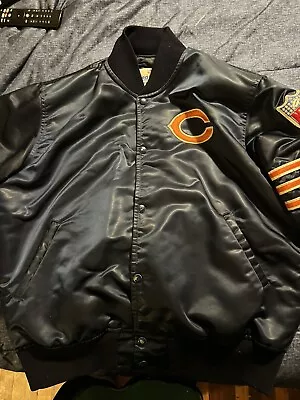 Vintage Starter NFL Pro Line Mens Large Chicago Bears Snap Satin Bomber Jacket • $69.99