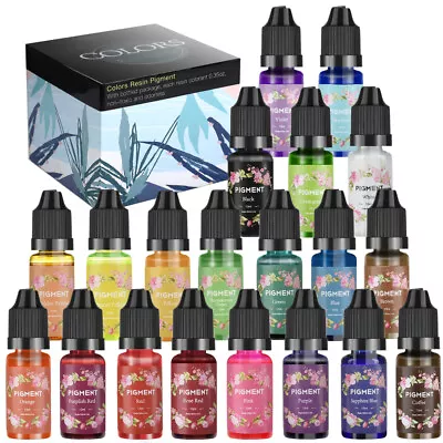 20 Colors Epoxy Resin Pigment Liquid Colorant DIY Resin Dye Art Kit Set 10ml UK • £12.95