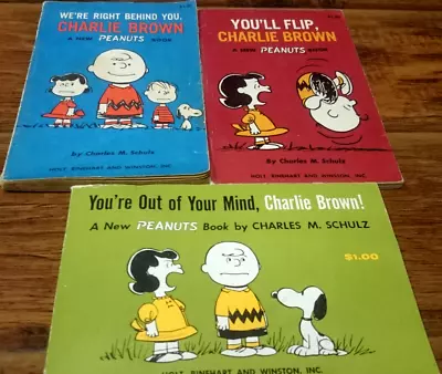 Vintage Peanuts Charlie Brown Books Lot Of 3 (holt Rinehart Winston) Gc Snoopy • $13