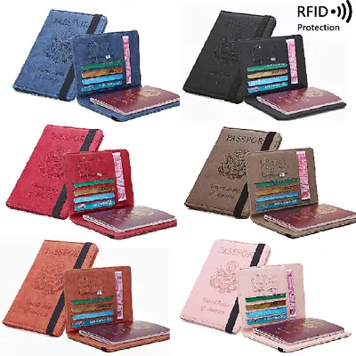 Men's RFID Blocking Passport Travel Wallet Holder Leather ID Cards Cover Case • $8.99