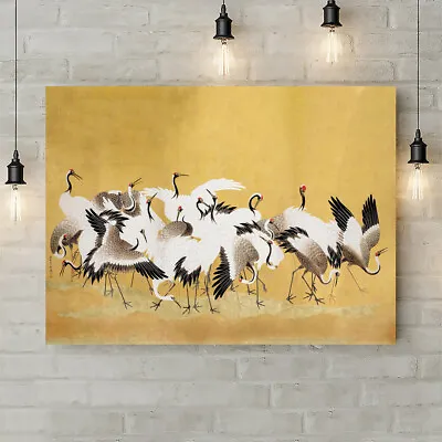 £12.79 • Buy Japanese Flock Of Cranes - Vintage Wall Art Print - Canvas Rolled Wall Art Print