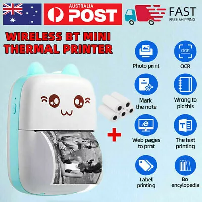 $35.99 • Buy Mini Thermal Printer Photo Label Bluetooth Pocket Wireless With 5/10 Rolls Paper