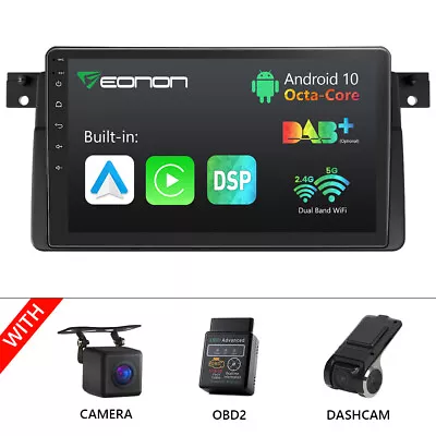 DVR+CAM+OBD+In Dash Android 10 9  IPS Car Stereo GPS Radio Bluetooth For BMW E46 • $191.98