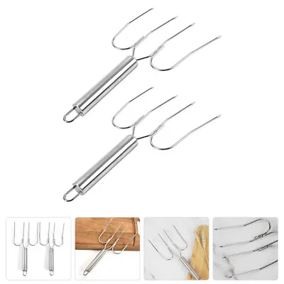 2Pcs Metal Meat Lifting Forks Turkey Forks Turkey And Roast Lifters Carving • $10.75