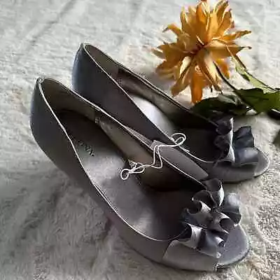 Merona Silver Peep Toe Heels Size 9 • $10