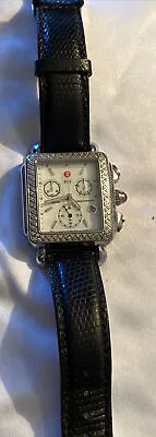 Women’s Michele Deco White Face Stainless Steel Chronograph Diamond Watch • $695