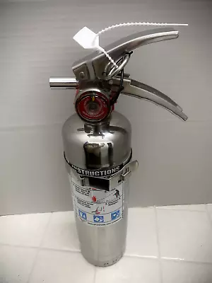 🔥NEW-CHROME/STAINLESS STEEL 2½ ABC FIRE EXTINGUISHER WithVehicle/Marine Bracket • $56.49