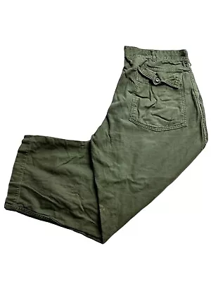 Vintage 60s Military OG 107 Cotton Sateen Baker Pants Zipper Fly 35X25 70s • $59.99