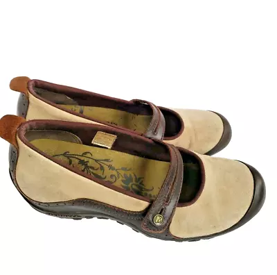 Merrell Plaza Bandeau Wedge Size 9.5 Mary Jane Shoes Taupe Brown J46404 Walking  • $35