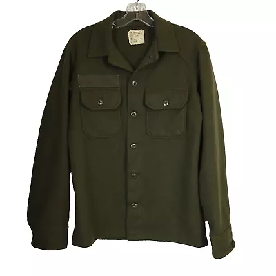 Vtg US Military Olive Green Sz Small Wool Blend Field Shirt L/S Button Front • $31.45
