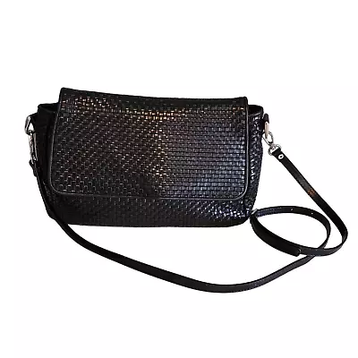 Vintage GEM Leather Crossbody Purse Basketweave Design • $35
