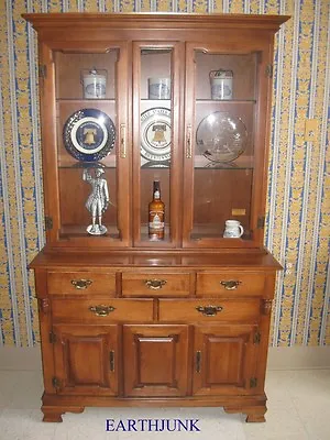 Tell City Hard Rock Maple Crown Bubble And Flat Full Glass 44  China Hutch • $999.99