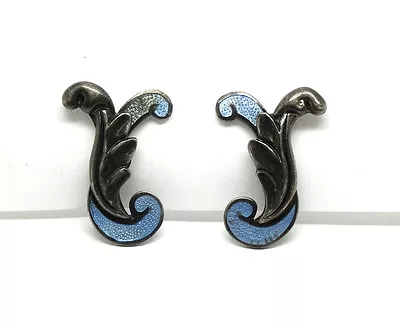 Mexico Designer Signed MARGOT DE TAXCO Sterling Silver Enamel Leaf Earrings 5882 • $145