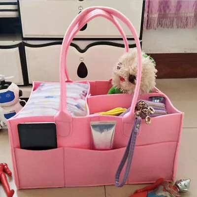 Felt Storage Nappy Nursery Organizer Basket Infant Baby Wipe Bags • £13.19