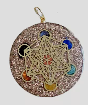 Orgone Chakra Healing 2  Round Pendant 7 Chakra Stones Necklace Pendant Metatron • $13.72