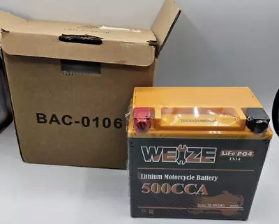 WEIZE Lithium YTX14-BS Group 14 500A LiFePO4 Motorcycle Battery 12V 5AH ATV • $94.95