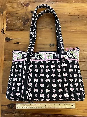 Vera Bradley Medium Tote RETIRED Spring 2007 Pink Elephant Purse Travel Bag • $18.99