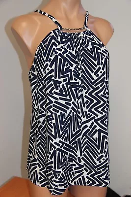 NWT Magic Suit By Miraclesuit Swimsuit Tankini Top Sz 10 High Neck Navy Blue • $29.99