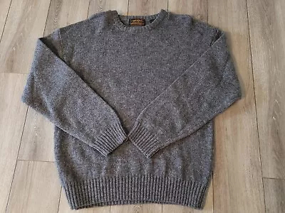 Vintage Y2K EDDIE BAUER 100% Shetland Wool Men's Large Gray Sweater *Hole Read! • $24.99