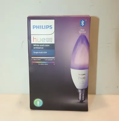 $79.99 • Buy Philips Hue White And Colour Ambiance B39 E14 Smart Candelabra Bulb