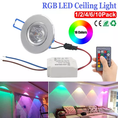 3W Dimmable Recessed LED Ceiling Spot Light Downlights RGB 16 Colors Changing • £26.89