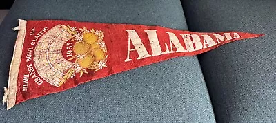 Vintage 1953 Alabama Crimson Tide Football Orange Bowl Felt Pennant Miami • $185