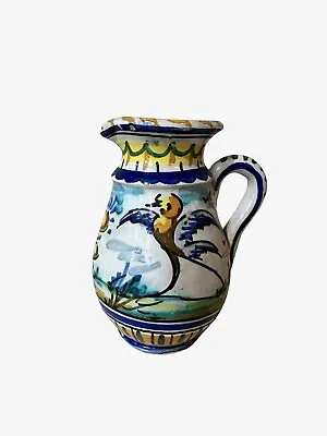 Vintage Hand-painted Pitcher Made In Spain With A Rabbit And Bird Design • $45
