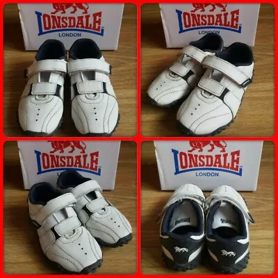 Lonsdale London Fulham Inf 00 Trainers White/Navy UK Infant C8. Original Box. • £6.95