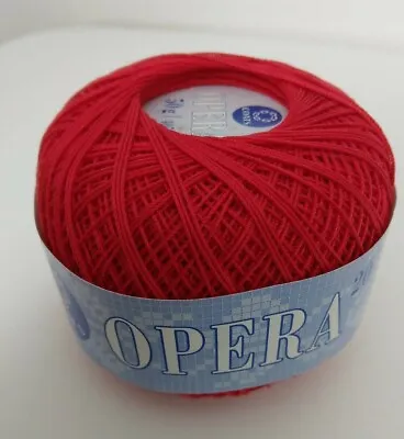 Coats Opera Mercer Crochet Cotton  Vintage  Size 20 1 X  50 Grm Sh 508 Red • £2.95