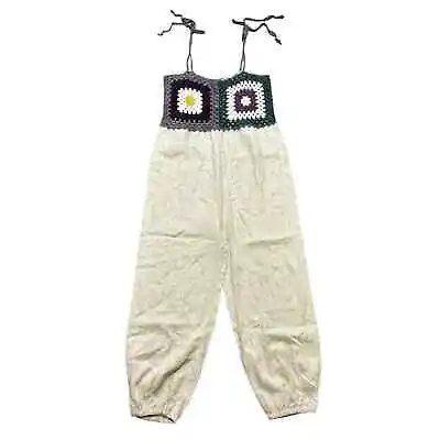 NWT ZARA Crochet Top Linen Jumpsuit Limited Edition WOMEN'S LARGE • $89.95