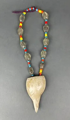 Naga Shank Shell Necklace With Clear Melon Shape Beads And Multi Colored Trade B • $325