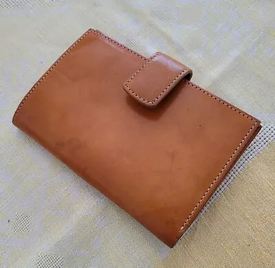 Tusk Brown Bifold Leather Snap Wallet Zipper Pocket Green Interior Slightly Use • $13