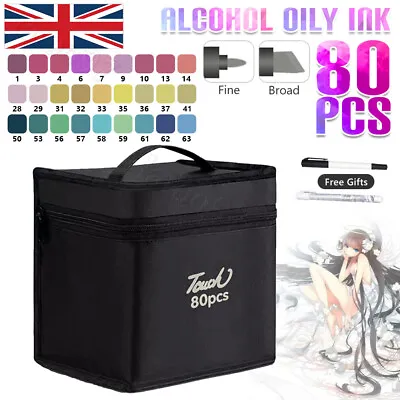 82 Colors Drawing Paint Marker Pen Dual Brush Alcohol Oily Manga Sketch Marker • £9.98