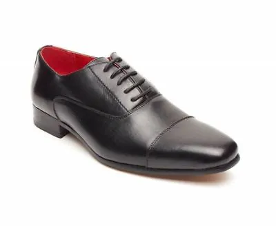 Rossellini Mario Mens Shoes Black Faux Leather Lace Up Pointed Casual Shoe • £44.99