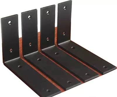 4 Pack - L 6  X H 4  X W1.5  5Mm Thick Black L Shelf Bracket Iron Shelf Bracke • £26.90