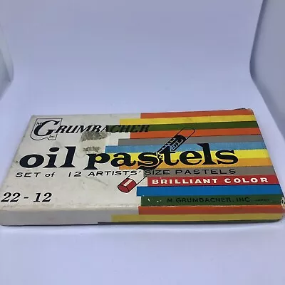 Vintage GRUMBACHER Oil Pastels 1 Box Of 12 Size 22 .  All 12 In The Box • $12.99