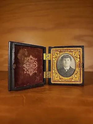 1850s Antique Daguerreotype Union Case Good Condition Floral Ornate  Photography • $129