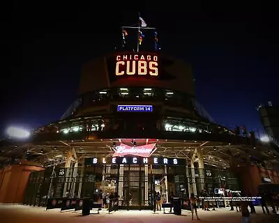 Wrigley Field Chicago Cubs Unsigned Bleacher Entrance Night Exterior Photo • $9.99