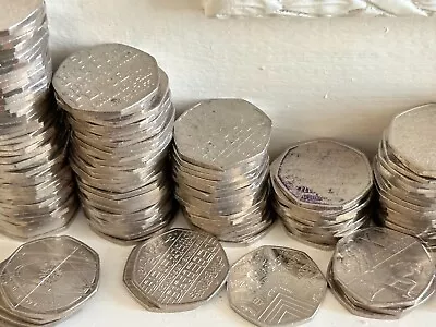 50p Fifty Pence Coins Cheap & Cheerful Need Cleaning Could Be Crap Condition • £2.45