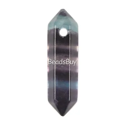 32mm Gemstone Rock Crystal Healing Hexagonal Point Chakra Reiki Pendant Bead • £7.19