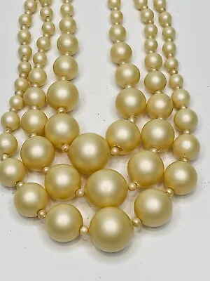 Vtg 50's-60's Classic Ivory Cream Faux Pearl Multi 3 Strand Layered Necklace • $16.99