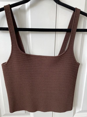$120 • Buy Scanlan Theodore Crepe Knit Square Top - Size L  - Chocolate