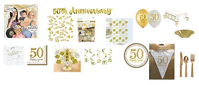 50th Wedding Anniversary Party Decorations Balloons & Tableware Golden Wedding • £3.75