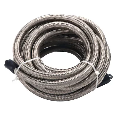 LokoCar 8AN Fuel Line Hose 1/2  Braided Stainless Steel Oil Gas CPE 20FT Silver • $42.99