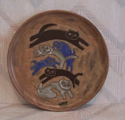 Cat 12 Inch Platter  Flying Cats Pattern  Southwestern Mara Stoneware  • $41.99