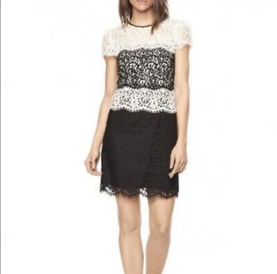 Milly Gabbriella Black White Lace Cocktail Dress Size 10 • $28.99