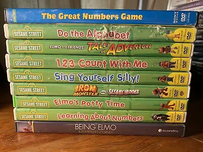 LOT Of 9 Sesame Street DVDs Counting Alphabet Potty Time Numbers Elmo • $20