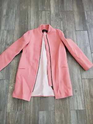 ZARA BASIC Womens Outerwear Salmon Pink Blazer Jacket W/ Mandarin Collar Sz. XS • $45